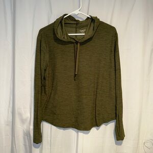 Women’s Old Navy Olive Green active wear hoodie with thumb holes & side pockets